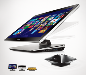 ASUS ET2301-Fold-Flat All-in-One PC at any angle for comfortable 10-point touch control with Windows 8